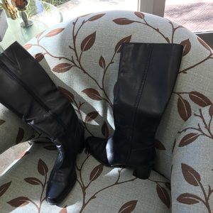 Black leather boots